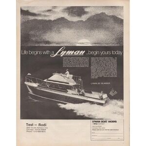 Lyman Boat Works Sandusky Ohio 30 Ft Islander Power Boat Vintage Print Ad 1970